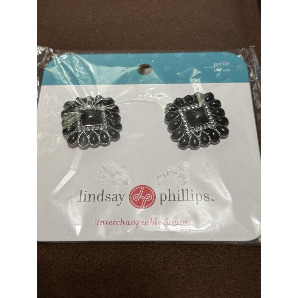 Lindsay Phillips Joelle Discontinued Shoe Snaps Black Silver Rhinestone NIP